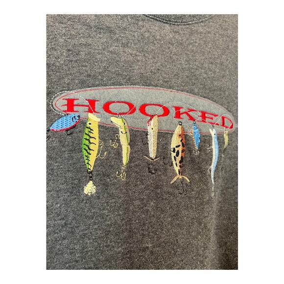 Mens Retro Sweatshirt Pullover Casual Grunge Fishing Outdoor Lures XL Gorpcore - Picture 3 of 6